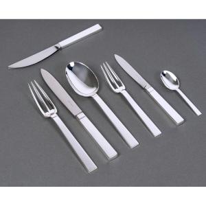Puiforcat - Art Deco Cutlery Flatware Set Antibes Sterling Silver - 49 Pieces