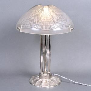 1924 René Lalique - Art Déco Lampe Coquilles Verre Blanc