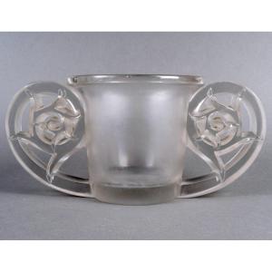 1926 René Lalique - Art Déco Vase Pierrefonds Verre Blanc 