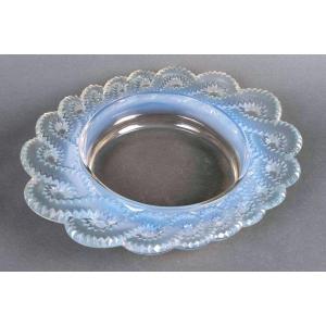 1944 René Lalique - Coupe Jardinière Auriac Verre Opalescent Patiné Bleu