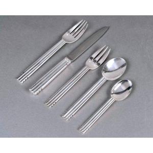 Jean Puiforcat - Art Deco Cutlery Flatware Nantes Plated 12 People 65 Pieces