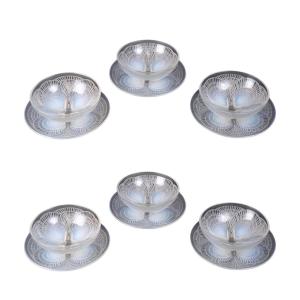 1924 René Lalique - Service Coquilles Verre Opalescent Assiettes et Bols - 12 Pièces