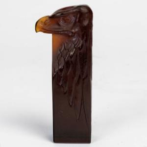 1911 René Lalique - Seal Stamp Tete d'Aigle Eagle Deep Amber Glass