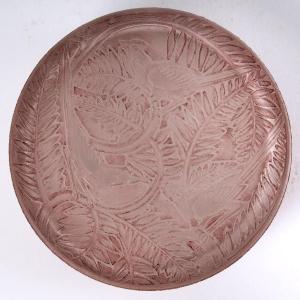 1924 René Lalique - Boîte Vaucluse Verre Blanc Patiné Rose 