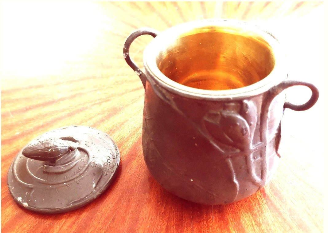 Art Nouveau Perfume Set In Pewter And Brass, With Water Lilies, Signed E. Frères-photo-4