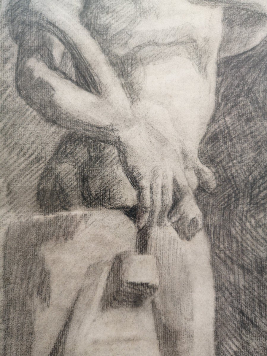 Académie Dessin Nu Hermès Criophore  Ou Kriophoros Sur Papier Vergé-photo-3