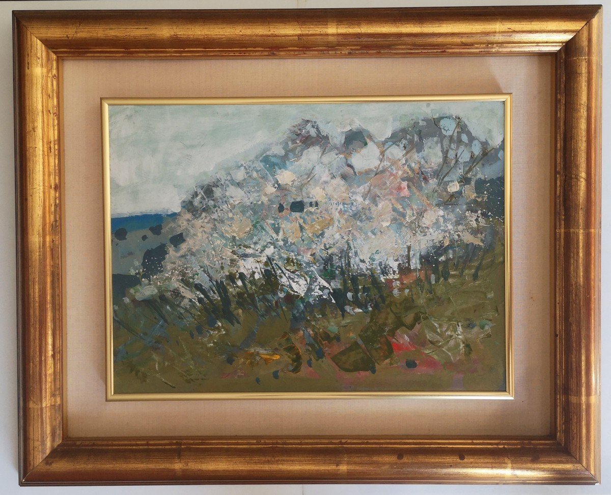 Rafael Griera 1934-2018 Peintre Catalan Trees Hsp 37.5 X 27,5 Sbd