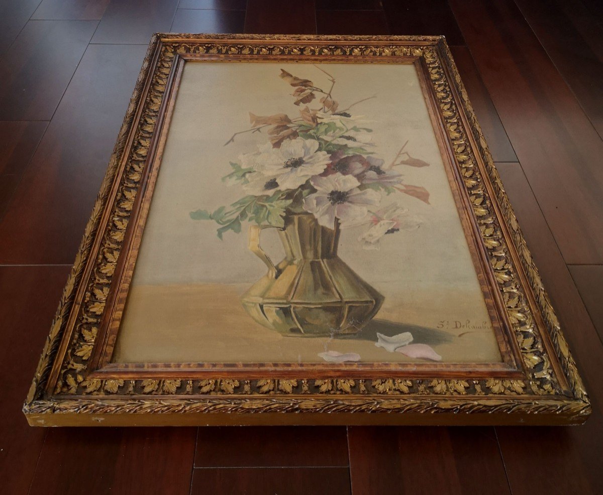A.delcambre Still Life With Bouquet Period 1900 Oil On Canvas - Dim 61 X 40.5cm-photo-2