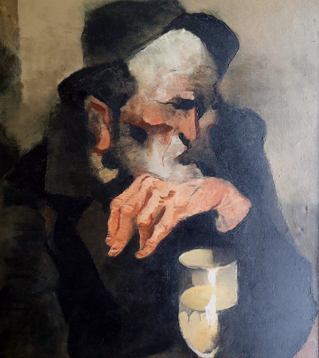 Manolo Ruiz-pipo (1929 - 1998) "the Drinker". Hst 65 X 55 Dated 1963 Located Paris-photo-3