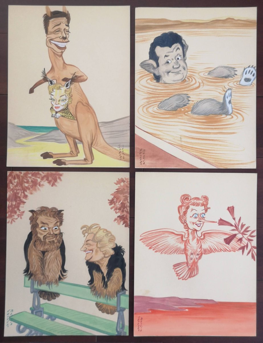 The Zoo Of Stars 36 Original Gouaches By Georges Bastia Signed In Portfolio No. 104-photo-1