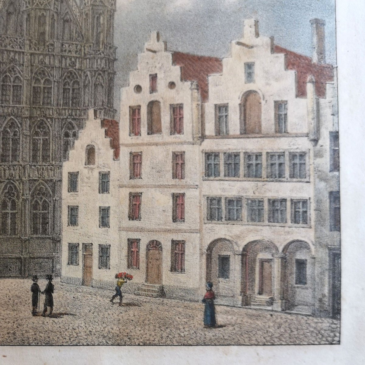 19th Century Lithograph Of The Louvain Town Hall, Watercolored By Madou, De Howen, And Jobard, 1830-photo-3