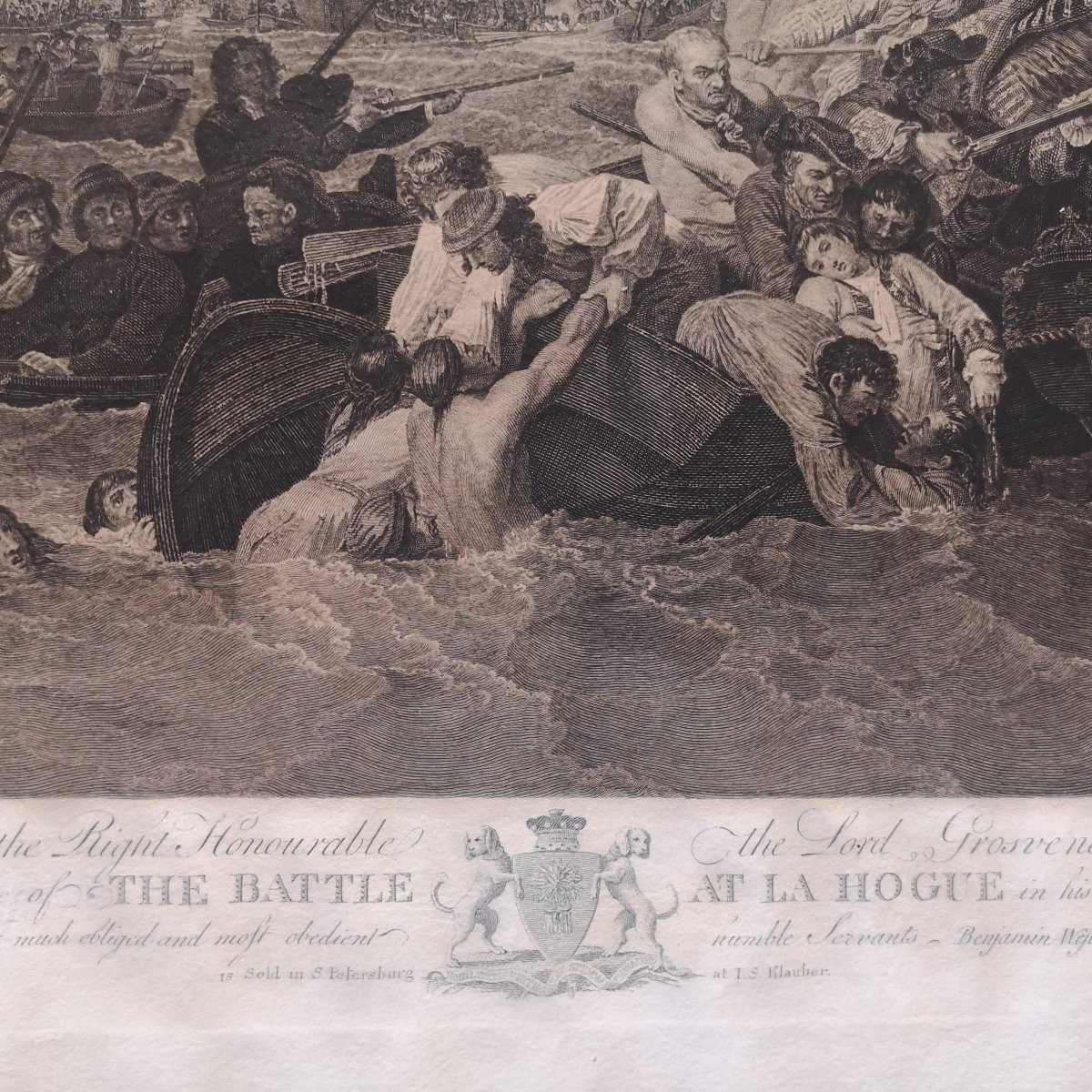 Late 18th Century Engraving The Battle At La Hogue After Benjamin West Engraved Woollett 1788-photo-2