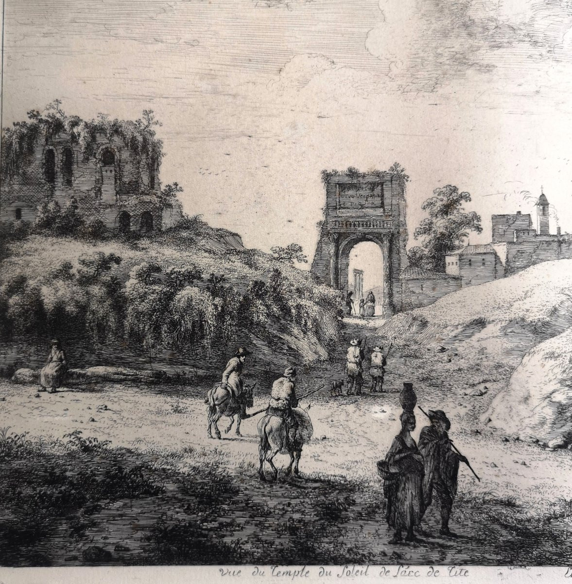 Etching Jj De Boissieu 1736-1810 View Of The Temple Of The Sun, The Arch Of Titus And Fragment ...-photo-6