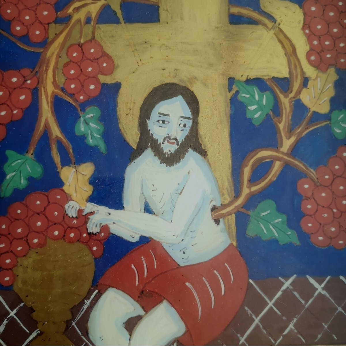 Fixed Under Glass Mid 19th Century The Tree Of Life Springing From The Side Of Christ - Popular Orthodoxy - -photo-3