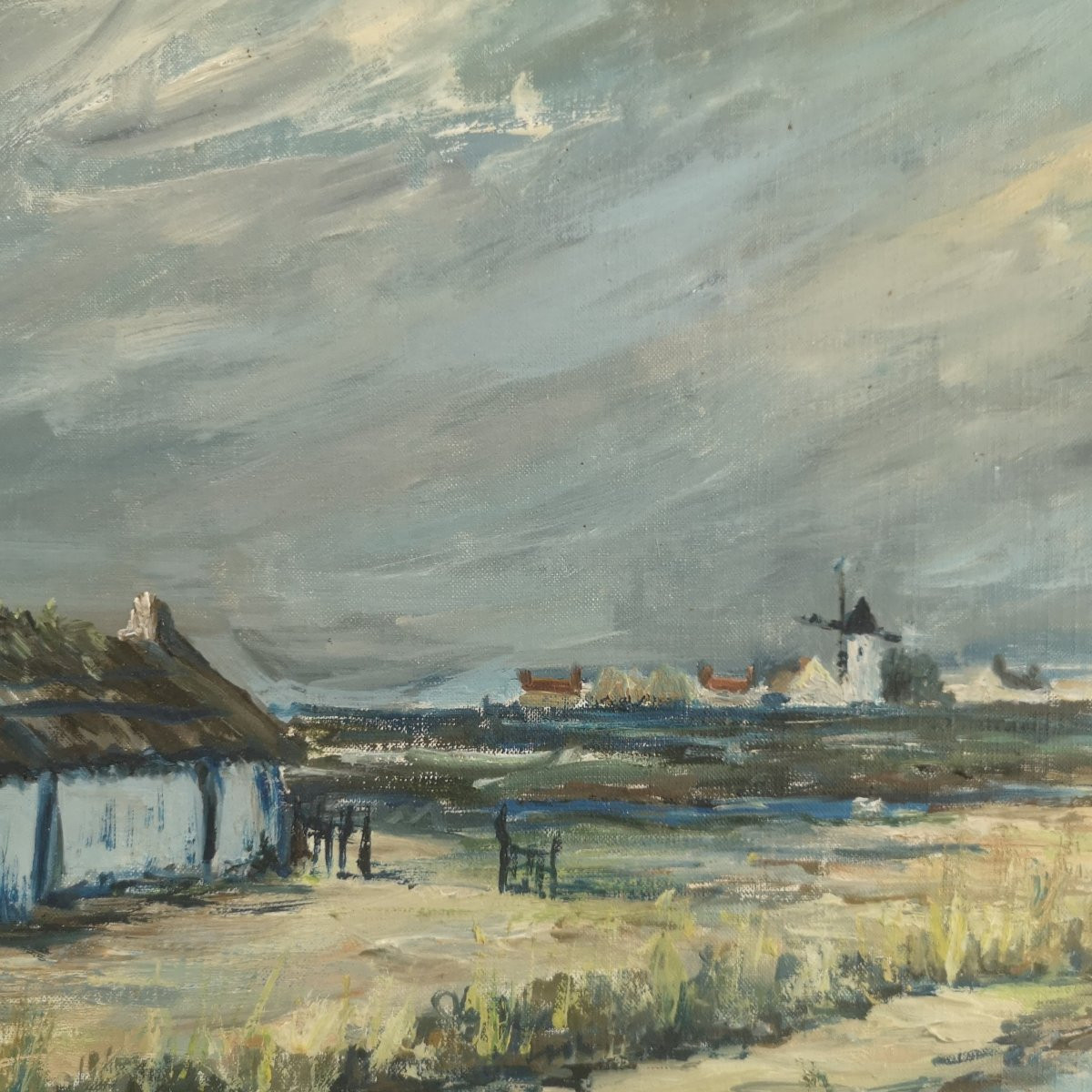 Roger ESCUDIE 1920-1990 Paysage hivernal à NOIRMOUTIER HST cadre montparnasse 38 x 46 à vue-photo-4
