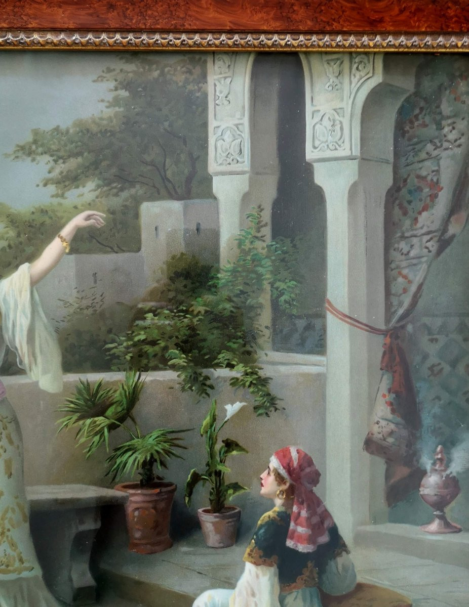 Large 50 X 70 Orientalist Chromolithograph From The 19th Century In The Style Of Frederick Brigman -photo-3