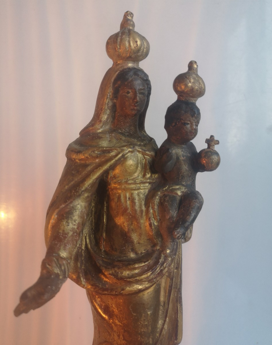 Santibelli provençal - Vierge à l'enfant sur nuée et angelots - Terre cuite polychrome 18ème -photo-5