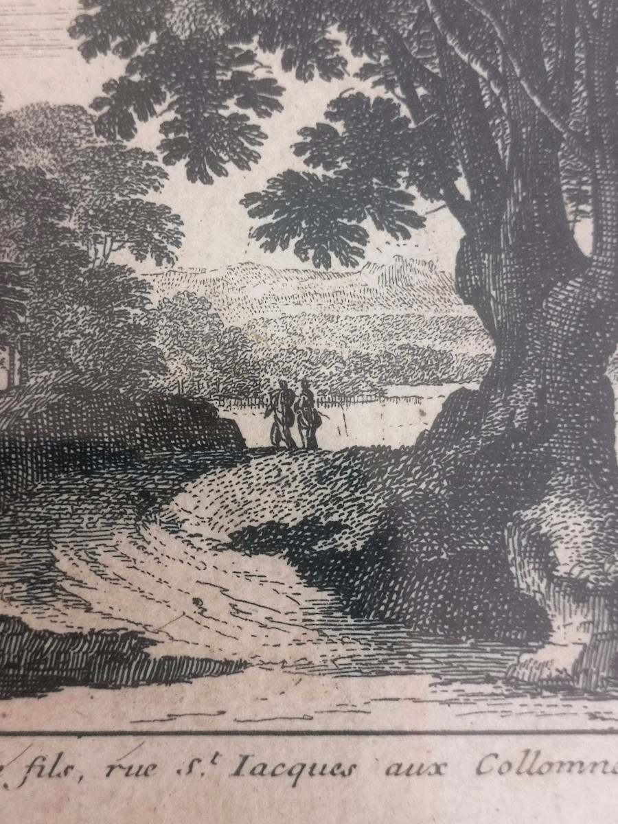 17th-century Engraving – Gabriel Pérelle, Animated Landscape, Published By Pierre Mariette (rue St-jacques, Paris)-photo-2