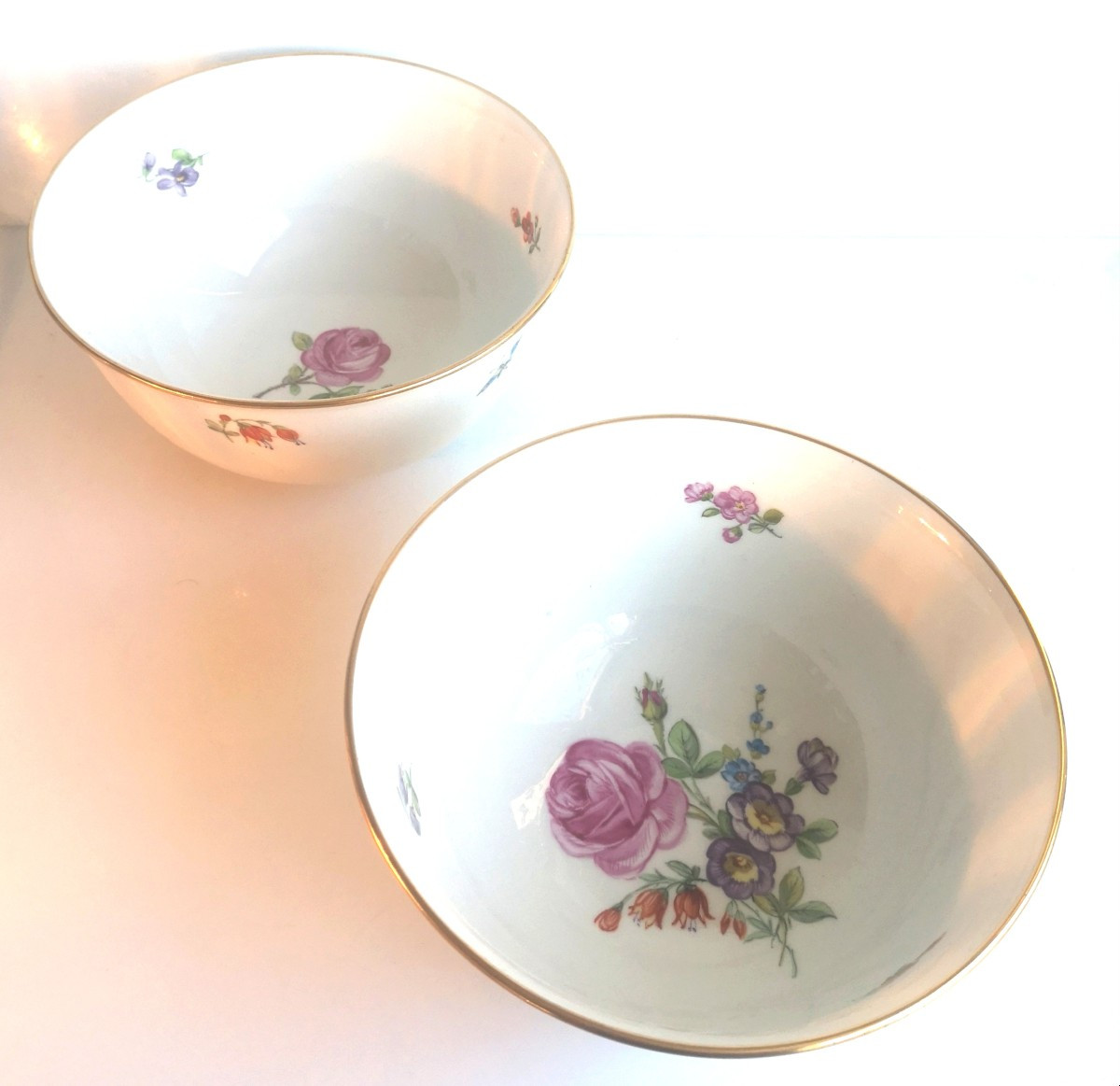 Paire de coupes KPM - 1890-1920 - Décor floral peint main -photo-2