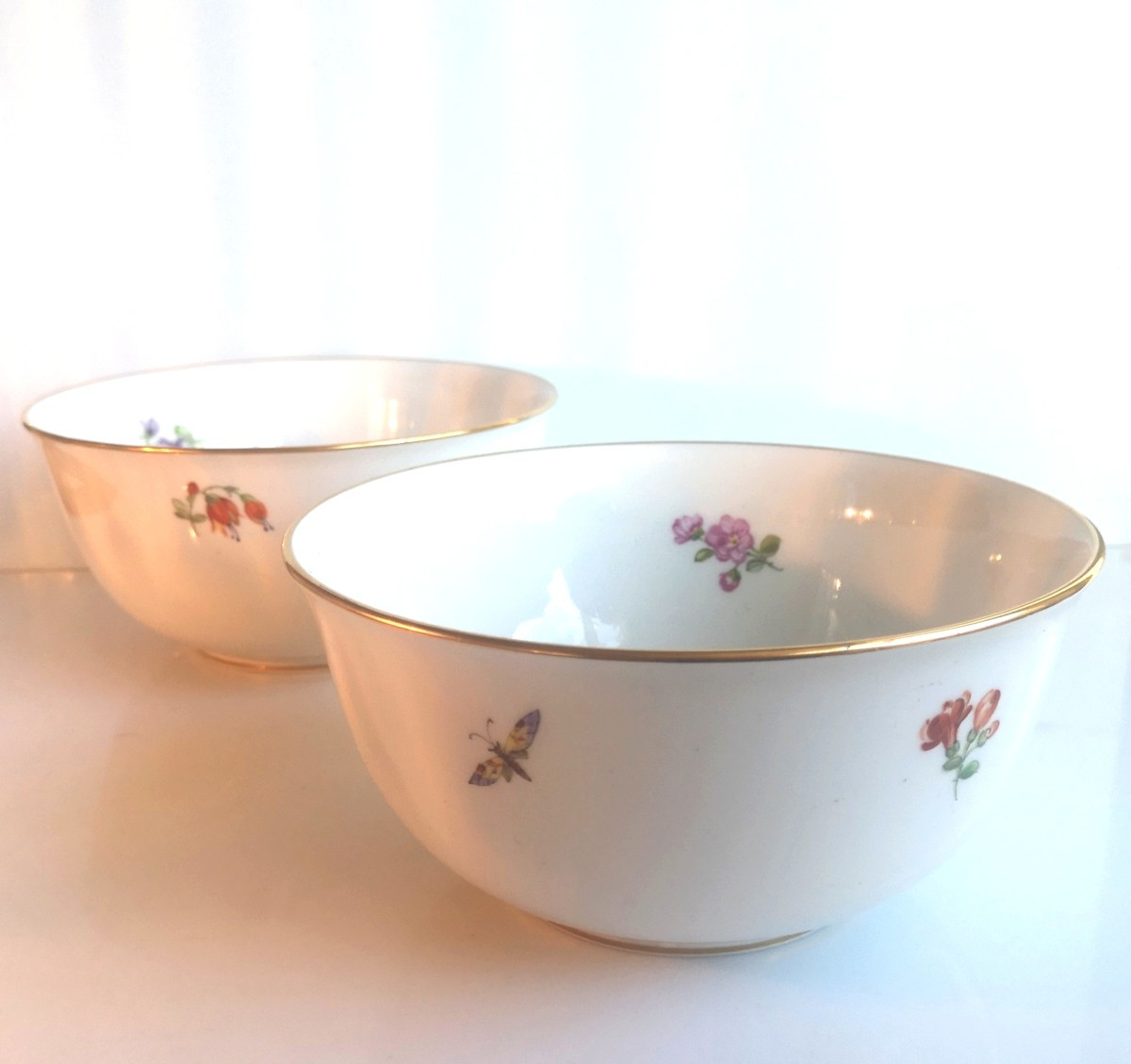 Paire de coupes KPM - 1890-1920 - Décor floral peint main -photo-3