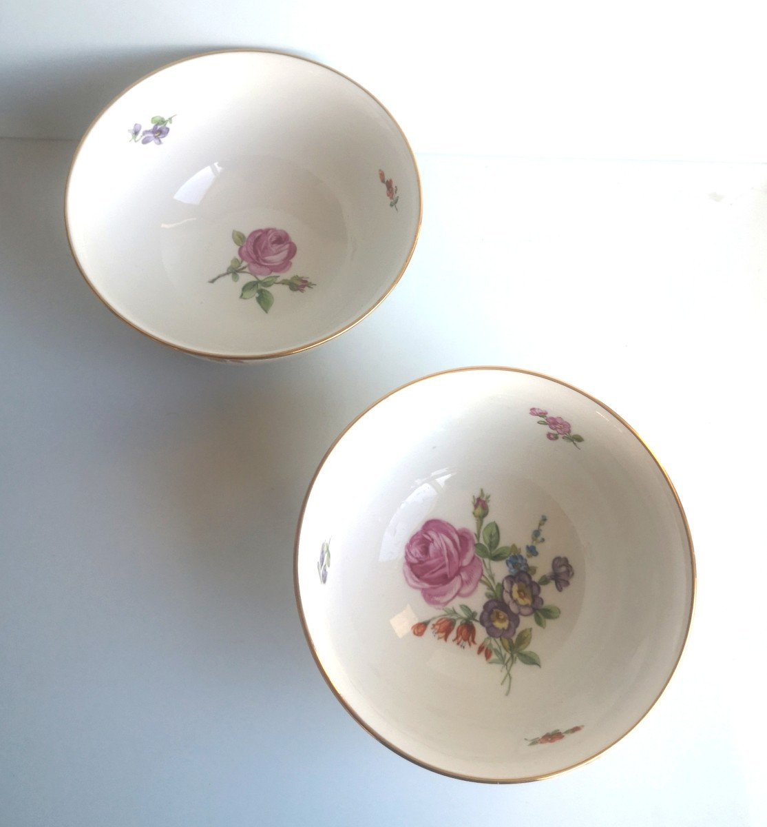 Paire de coupes KPM - 1890-1920 - Décor floral peint main -photo-6