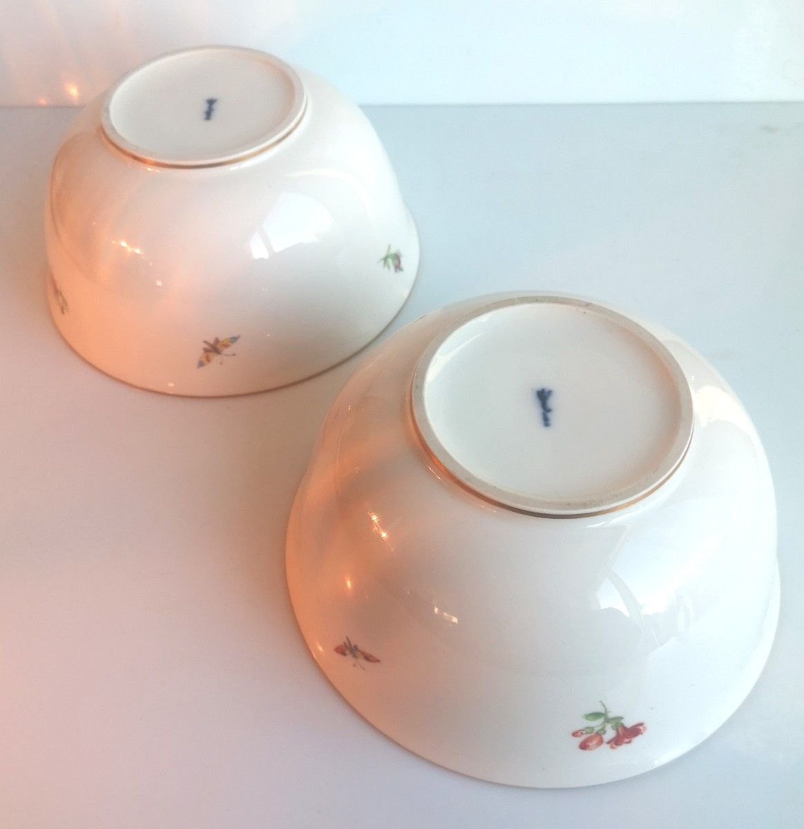 Paire de coupes KPM - 1890-1920 - Décor floral peint main -photo-8