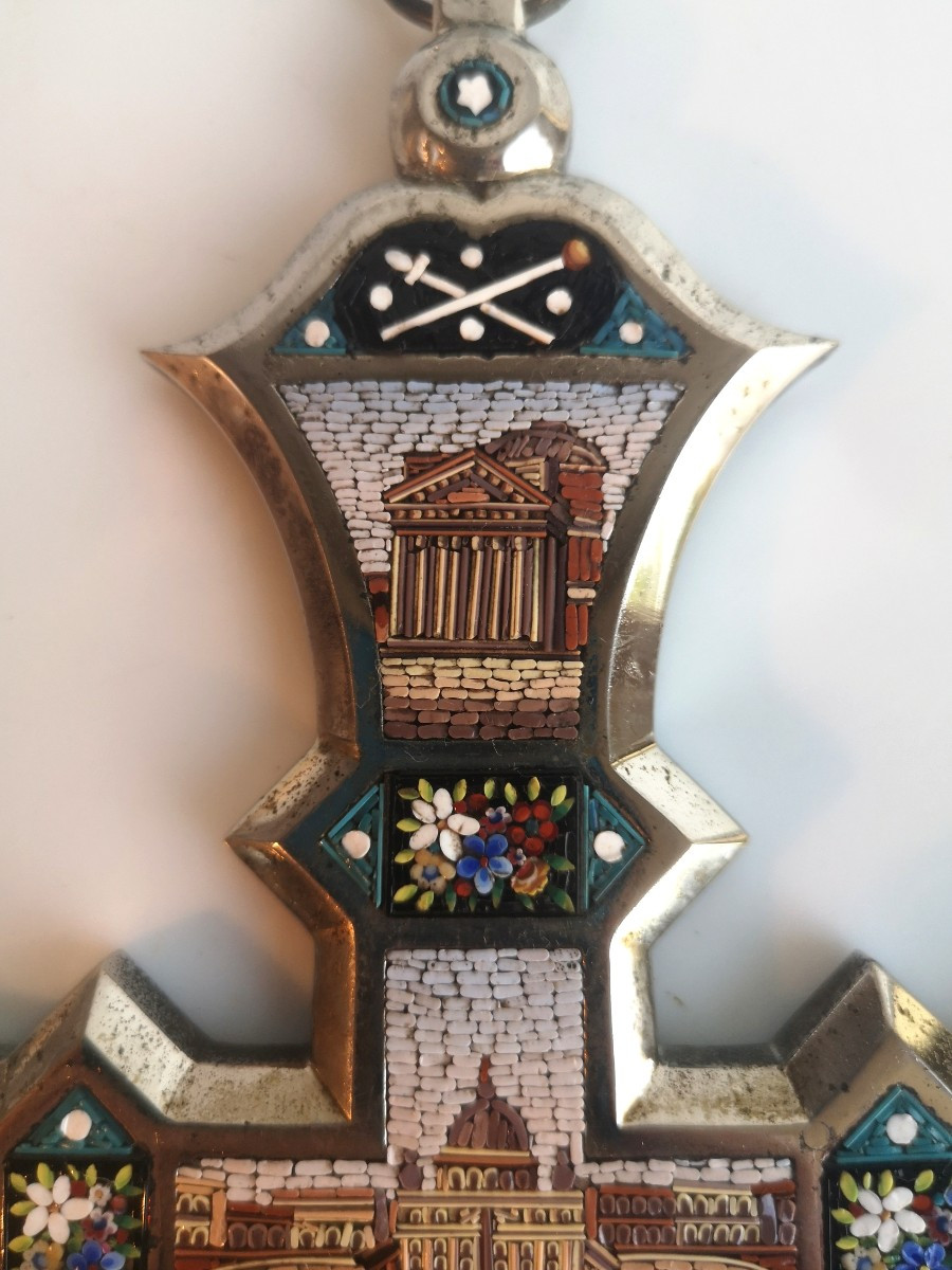 Silvered Bronze Crucifix With Micromosaics – Rome, Late 19th Century -photo-1