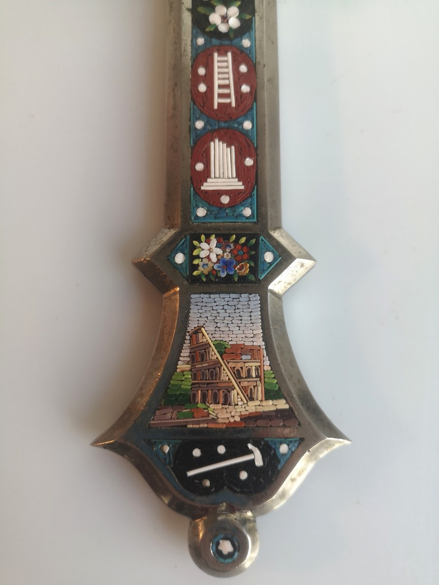 Silvered Bronze Crucifix With Micromosaics – Rome, Late 19th Century -photo-2