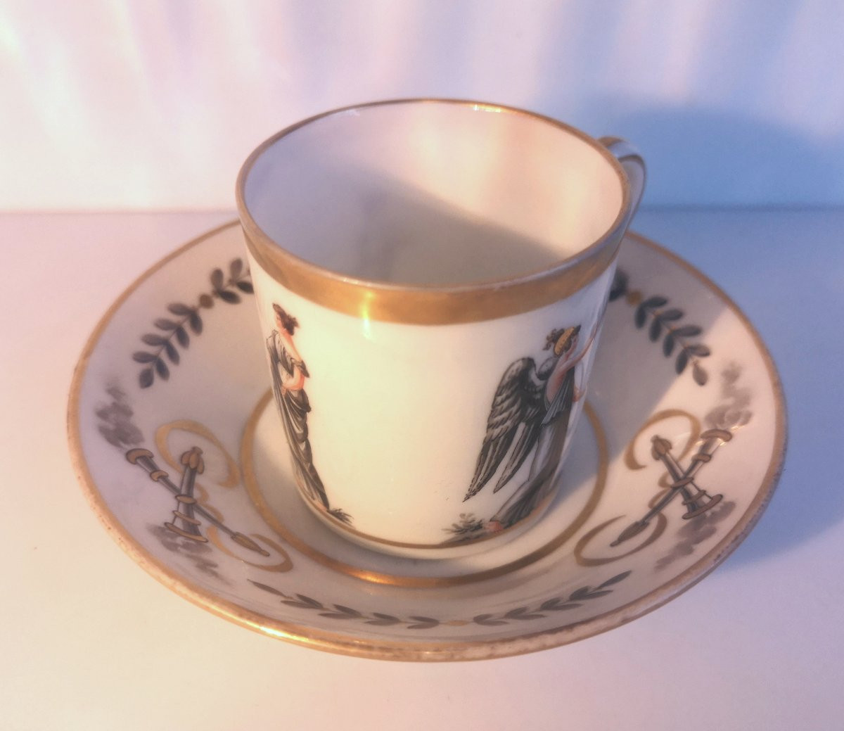 Directoire Tête-à-tête Service - Grisaille Decorated Porcelain - Laeken Brussels Manufactory-photo-6