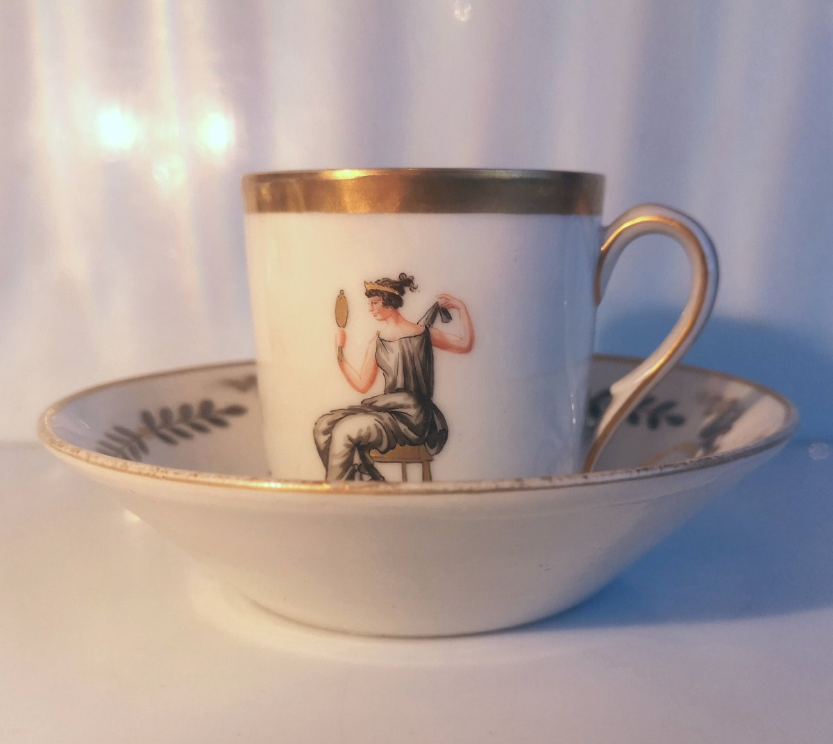 Directoire Tête-à-tête Service - Grisaille Decorated Porcelain - Laeken Brussels Manufactory-photo-7