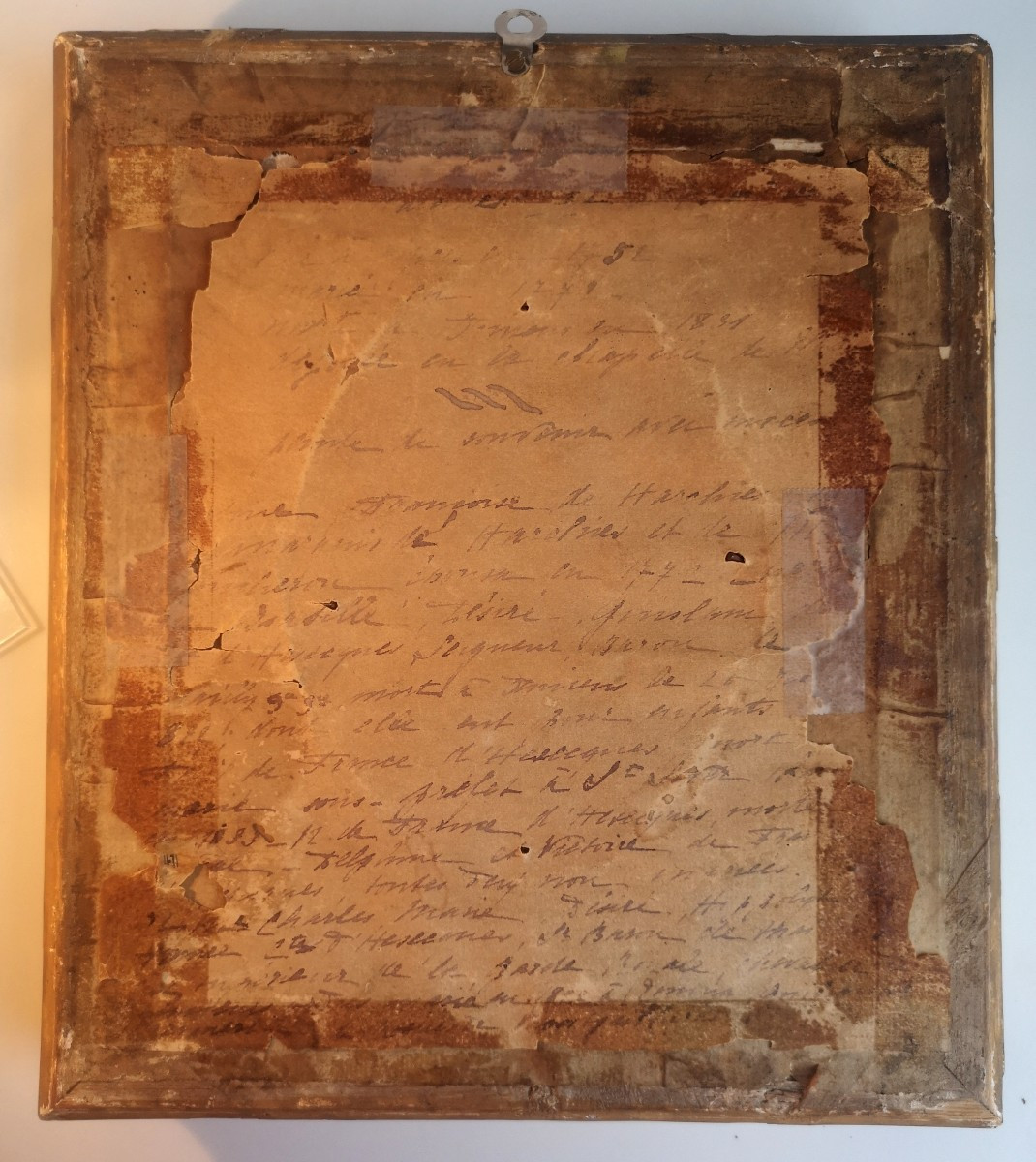 Portrait Of An Aristocrat – Gouache On Paper, 1830 – Signed A. Lamy – Frame With Palmettes-photo-2