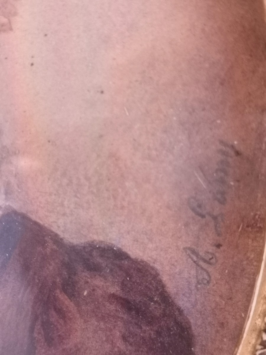 Portrait Of An Aristocrat – Gouache On Paper, 1830 – Signed A. Lamy – Frame With Palmettes-photo-4