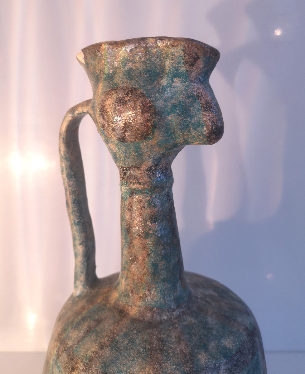 Iran, époque Seldjoukide, XIIIᵉ siècle Pichet zoomorphe à tête d’oiseau – céramique turquoise-photo-3