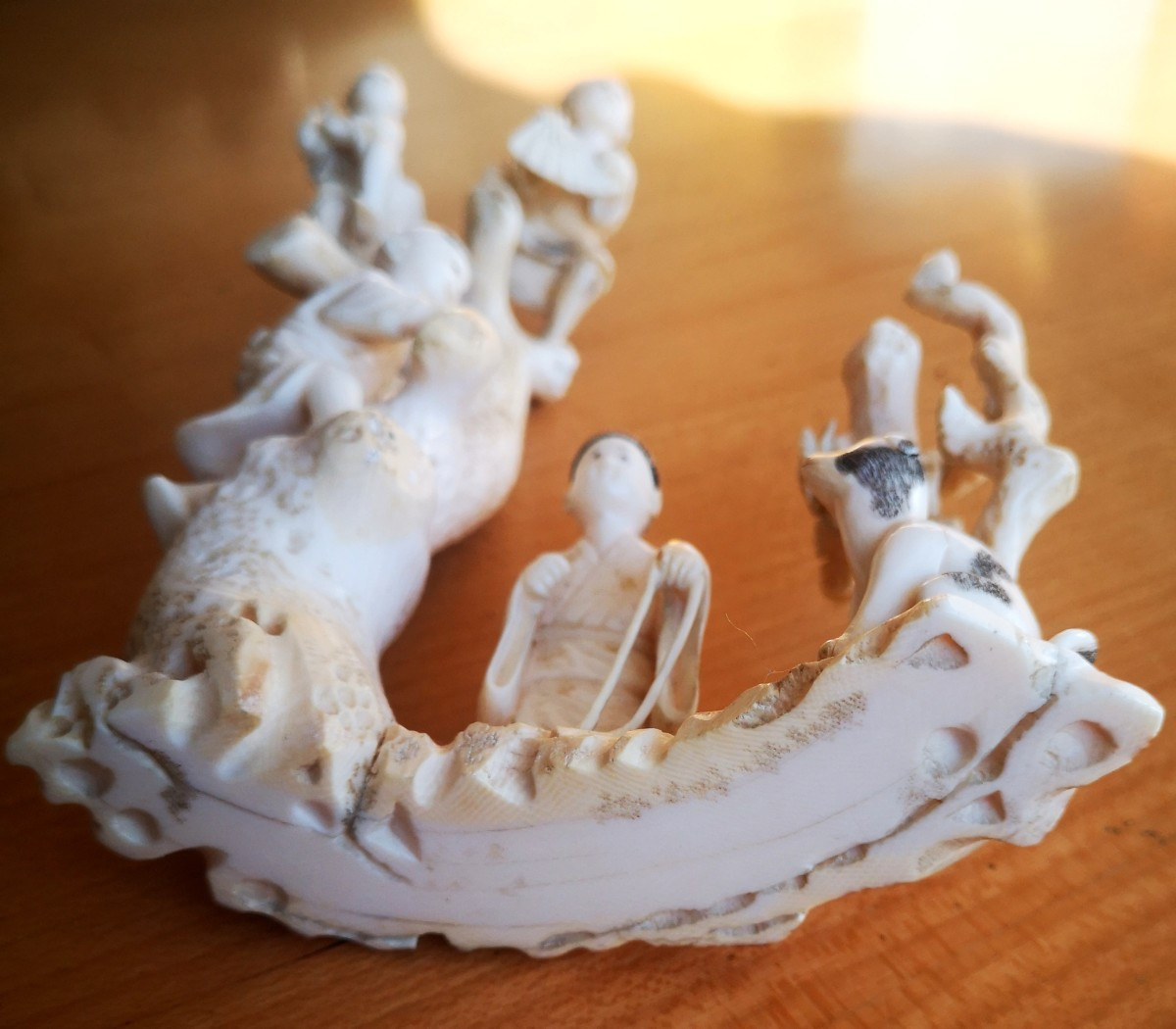 Japan, Meiji Period - Signed Carved Ivory Okimono - Karako Children Playing In A Tree-photo-2