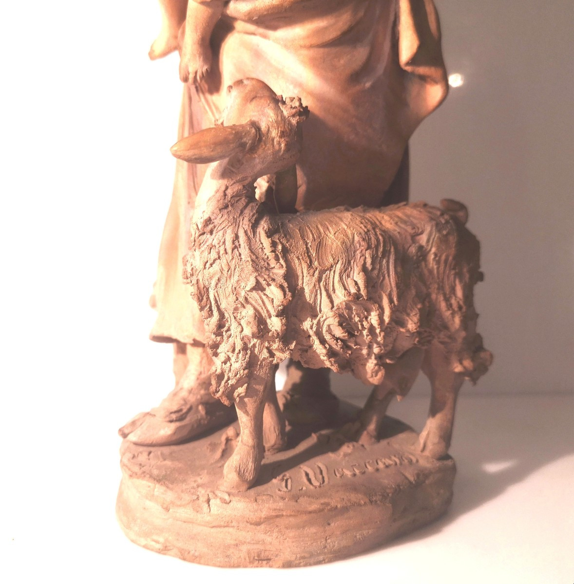 Original Terracotta Group Signed G. Vaccaro (caltagirone, 1793–1889) – Mother And Child -photo-4