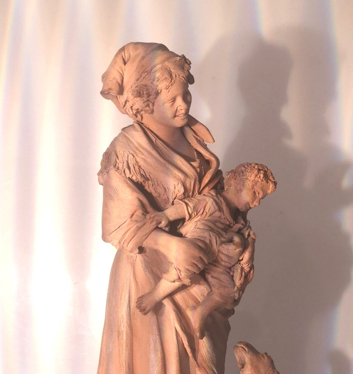 Original Terracotta Group Signed G. Vaccaro (caltagirone, 1793–1889) – Mother And Child -photo-7