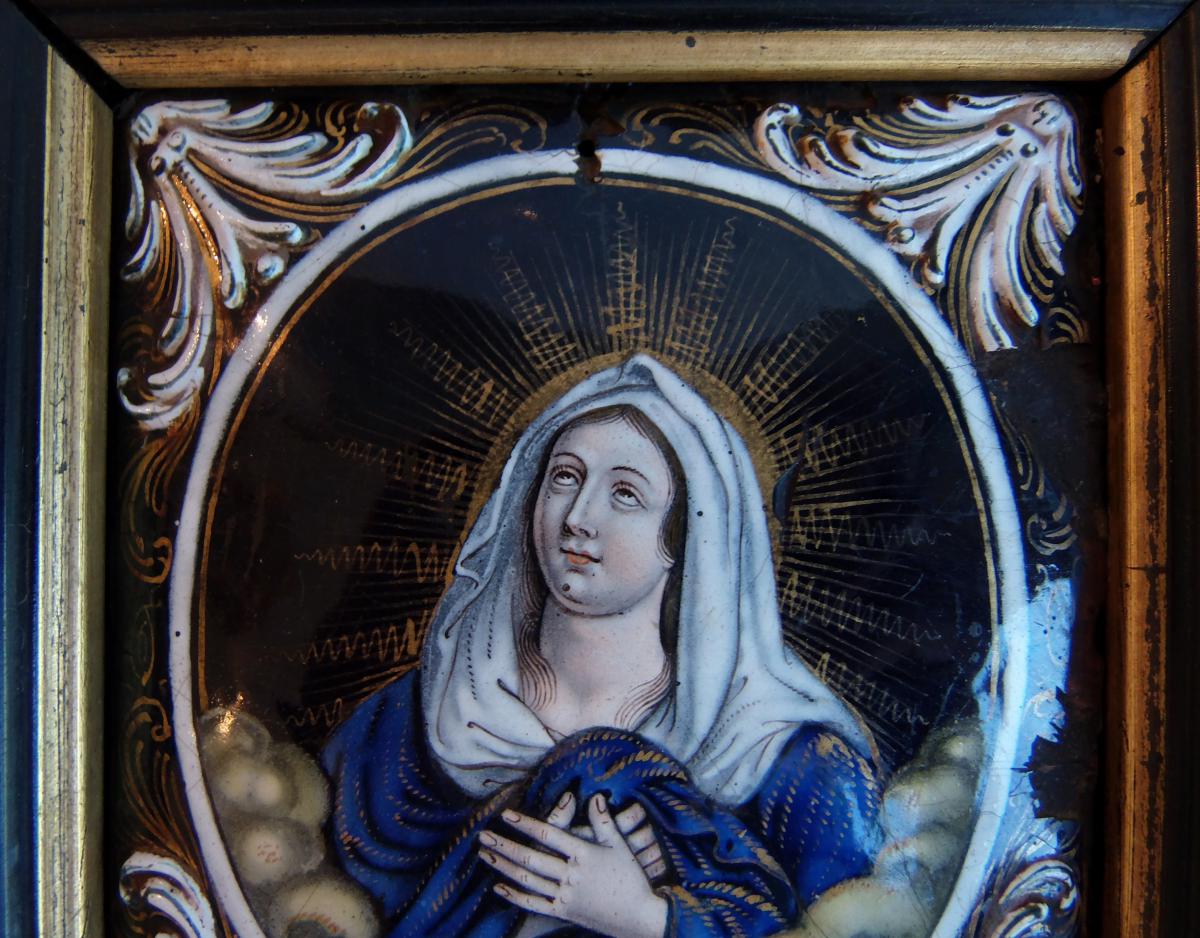 Enamelled Plaque "mater Dei" Enamel From Jacques I Laudin 1627-1695 9 X 10.5-photo-2