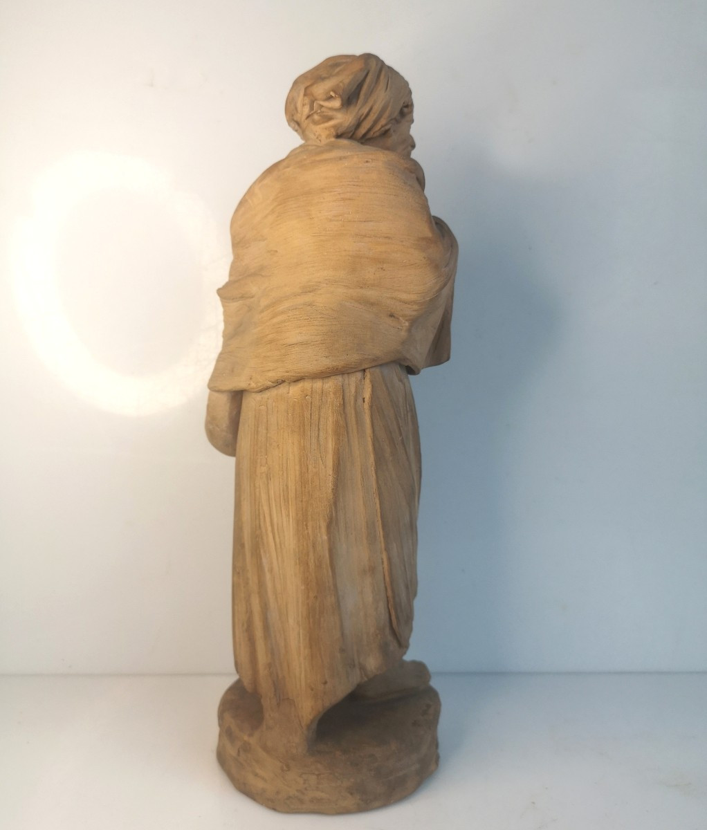 G. Vaccaro - 1793-1889 - Terre cuite sicilienne XIXe – Vieille paysanne, Caltagirone-photo-3