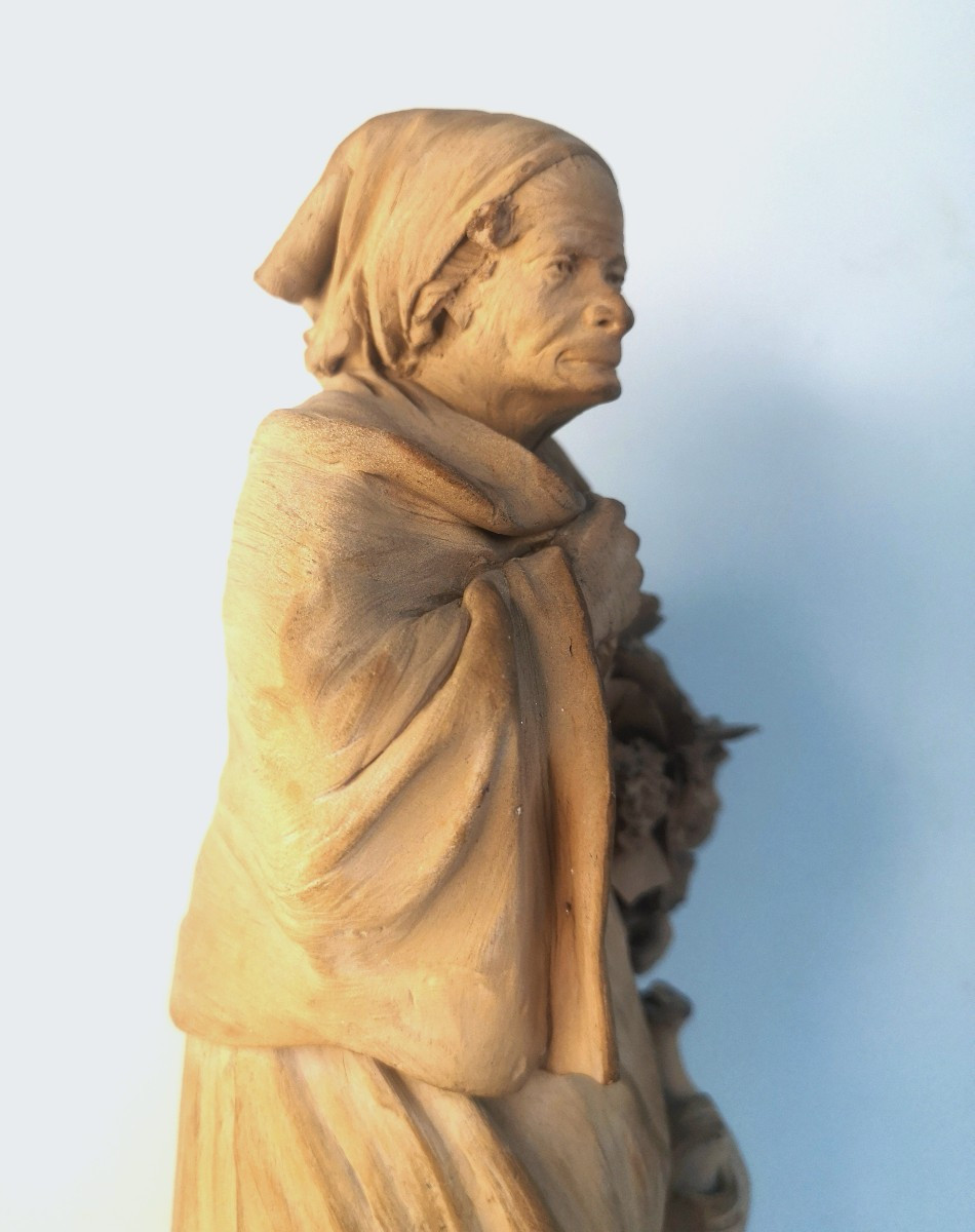 G. Vaccaro - 1793-1889 - Terre cuite sicilienne XIXe – Vieille paysanne, Caltagirone-photo-4