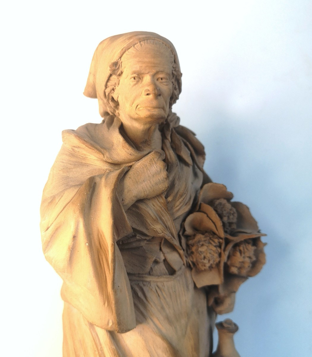 G. Vaccaro - 1793-1889 - Terre cuite sicilienne XIXe – Vieille paysanne, Caltagirone-photo-1