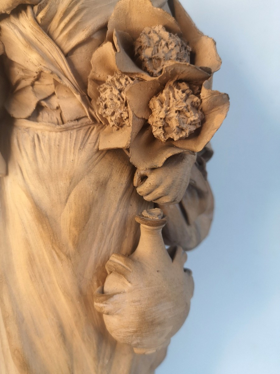 G. Vaccaro - 1793-1889 - Terre cuite sicilienne XIXe – Vieille paysanne, Caltagirone-photo-2
