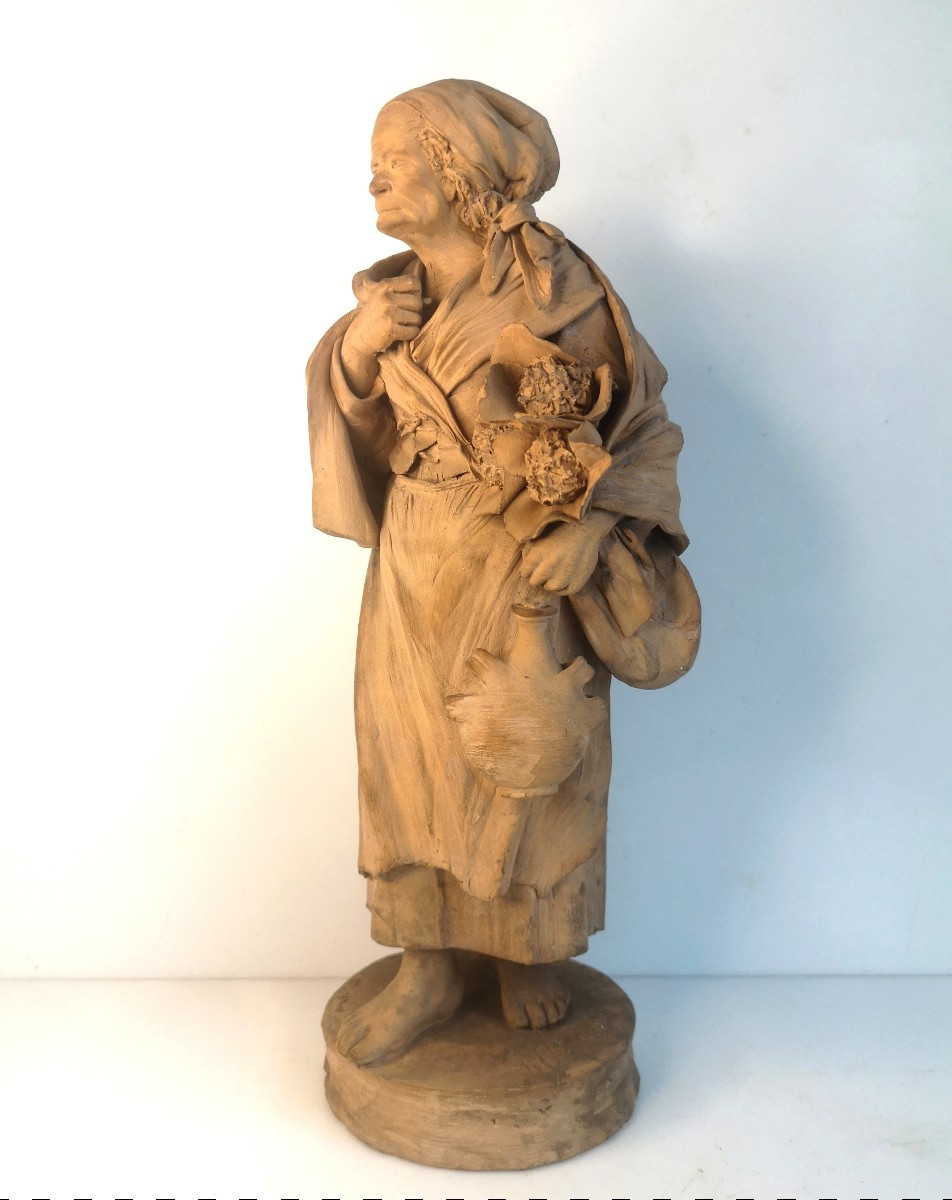 G. Vaccaro - 1793-1889 - Terre cuite sicilienne XIXe – Vieille paysanne, Caltagirone-photo-6