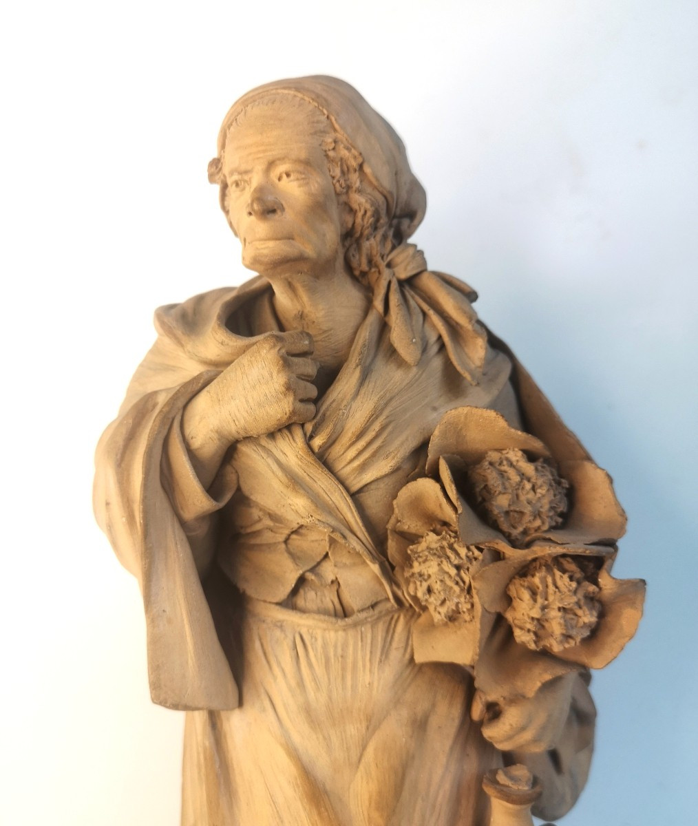 G. Vaccaro - 1793-1889 - Terre cuite sicilienne XIXe – Vieille paysanne, Caltagirone-photo-8