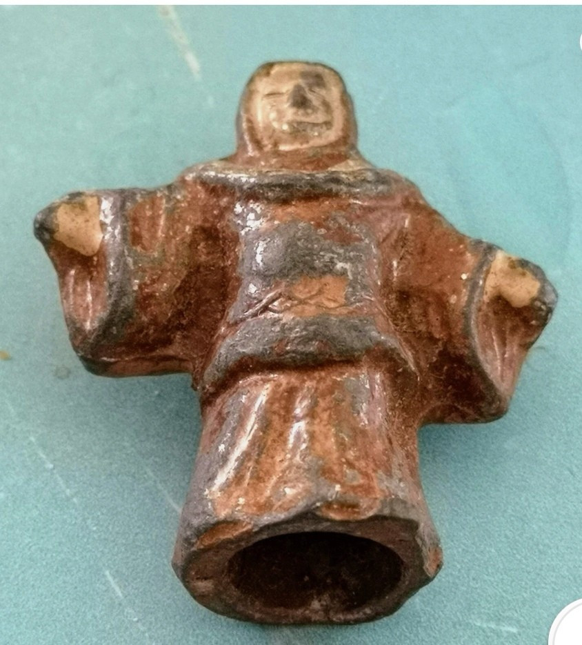 Figurine religieuse en plomb polychrome – Moine aux bras ouverts - Europe, XVIIIe-photo-2