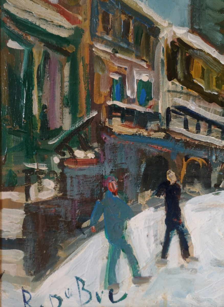 Roland Dubuc - Rue Saint-vincent, Montmartre - Oil On Canvas 46 × 55 Cm - Signed And Titled-photo-2