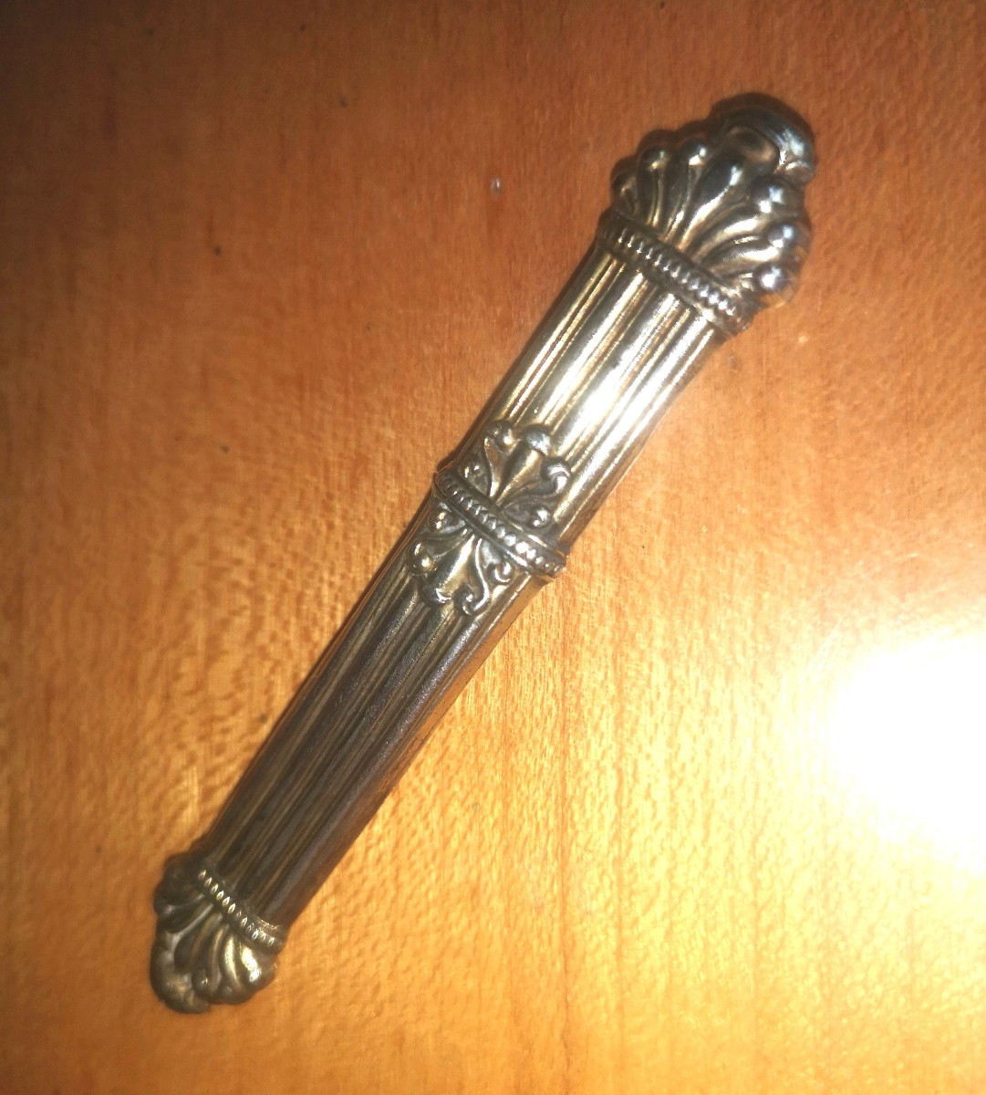 Empire-style Silver-gilt Needle Case With Palmettes And Fluting, Hare Hallmark 1819-1838-photo-2