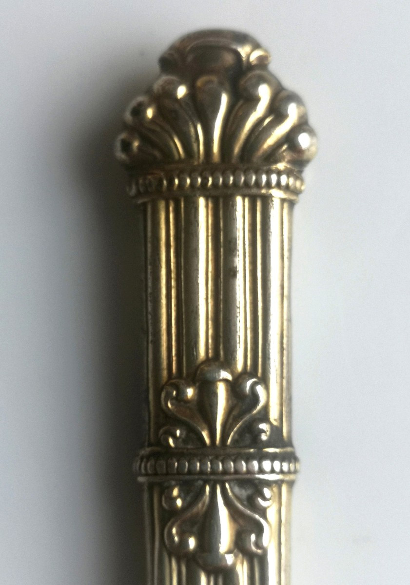 Empire-style Silver-gilt Needle Case With Palmettes And Fluting, Hare Hallmark 1819-1838-photo-3
