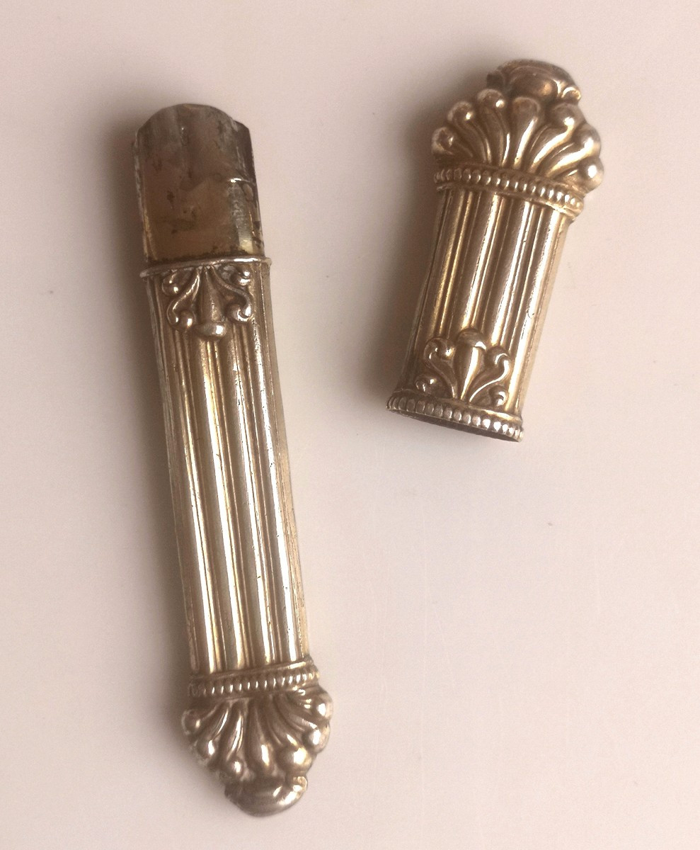 Empire-style Silver-gilt Needle Case With Palmettes And Fluting, Hare Hallmark 1819-1838-photo-4