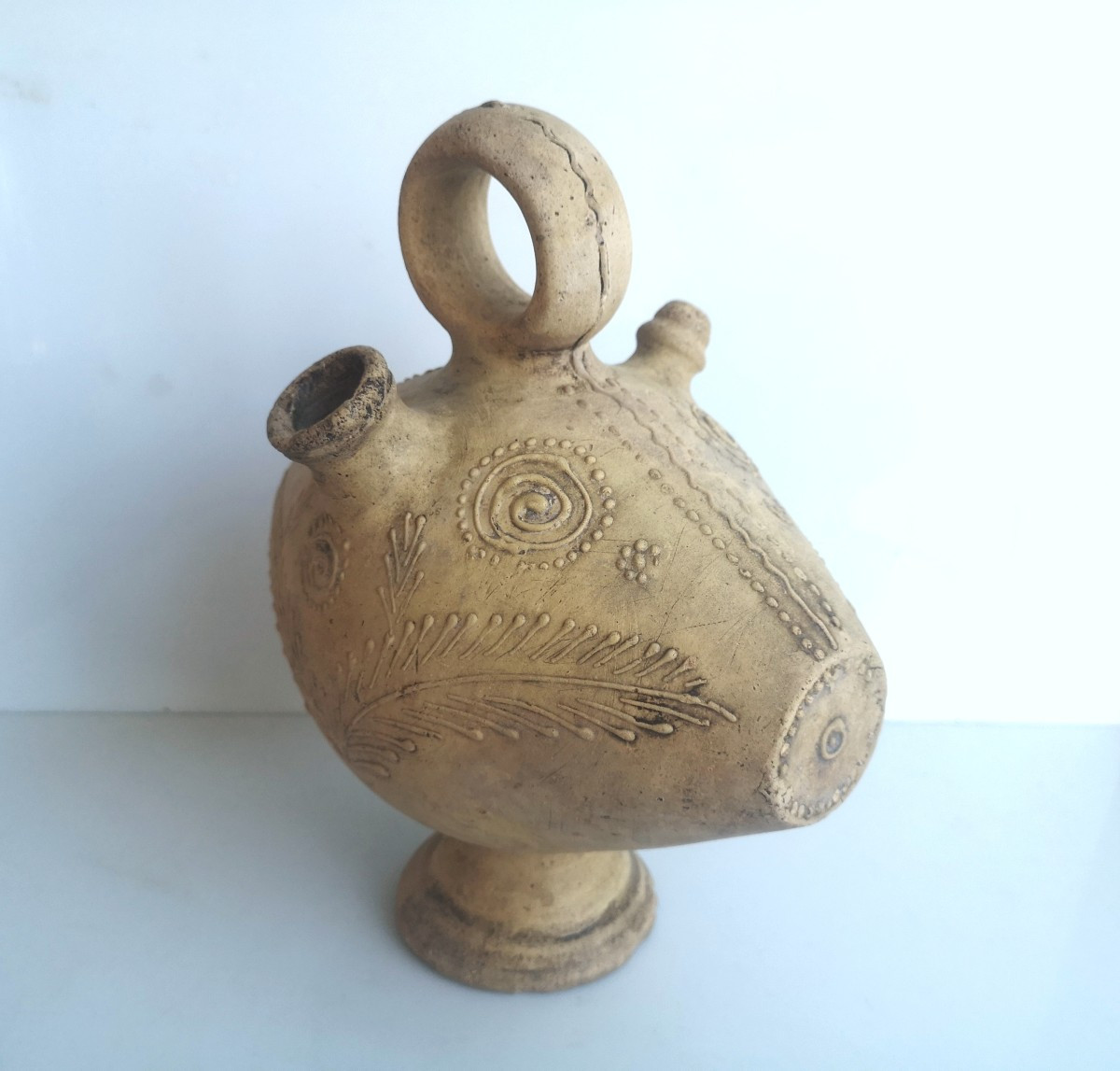 Poterie d’Agost XVIIIᵉ – Objet zoomorphique implicite, art populaire espagnol-photo-3