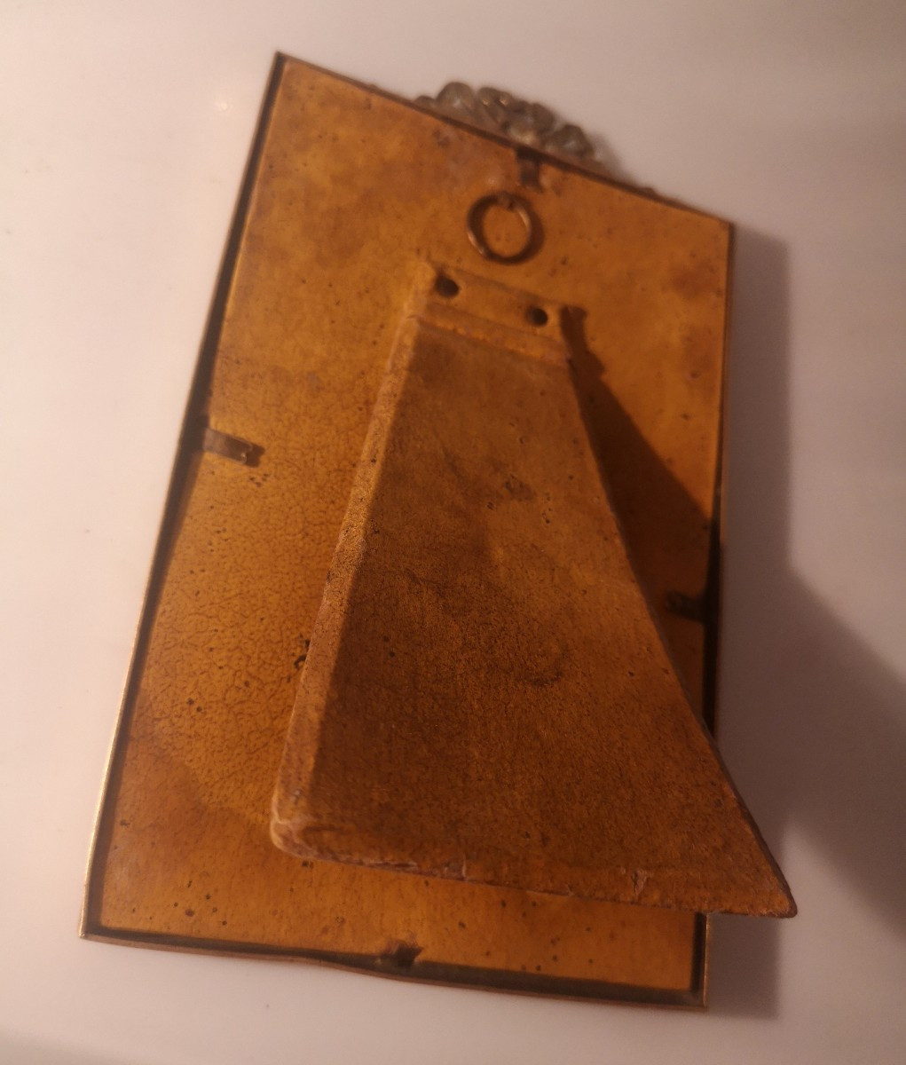 Louis XVI Style Photo Frame With Ribboned Crown - Gilt Brass - Late 19th Century-photo-3